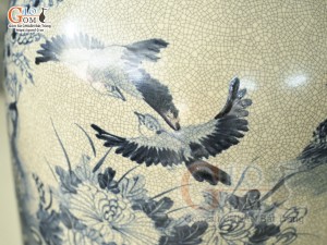 Đôi lộc bình men rạn vẽ Công Đảo Phú Quý, cao 1m60