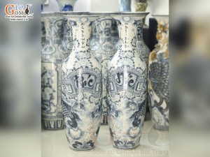 Đôi lộc bình men rạn vẽ Phúc Đức cao cấp, cao 1m40