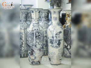 Đôi lộc bình men rạn vẽ Phúc Đức cao cấp, cao 1m40