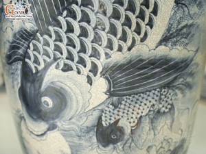 Đôi lộc bình men rạn vẽ Phúc Đức cao cấp, cao 1m40