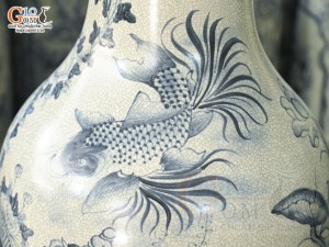 Đôi lộc bình men rạn vẽ Phúc Đức cao cấp, cao 1m40