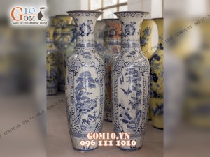 Đôi lộc bình men rạn, vẽ Tứ cảnh 1m6 – Hàng vẽ kĩ