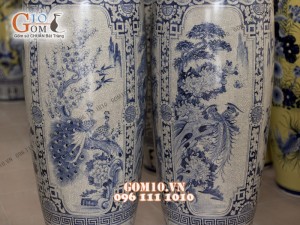 Đôi lộc bình men rạn, vẽ Tứ cảnh 1m6 – Hàng vẽ kĩ