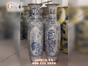 Đôi lộc bình men rạn, vẽ Tứ cảnh 1m4 – Hàng vẽ kĩ