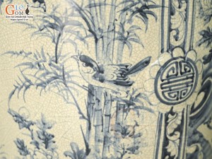 Đôi lộc bình men rạn vẽ Tứ Cảnh Phúc Đức, cao 1m40