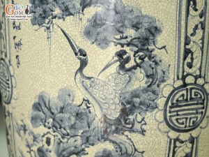 Đôi lộc bình men rạn vẽ Tứ Cảnh Phúc Đức, cao 1m40