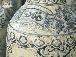 Đôi lộc bình men rạn vẽ Tứ Cảnh Phúc Đức, cao 1m40