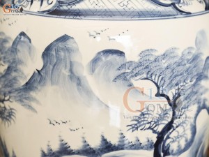 Đôi lộc bình men tràm cổ vẽ cảnh sơn thủy, cao 80cm