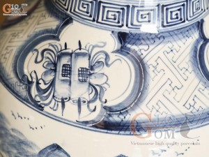 Đôi lộc bình men tràm cổ vẽ cảnh sơn thủy, cao 80cm