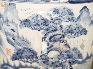 Đôi lộc bình men tràm cổ vẽ cảnh sơn thủy, cao 80cm