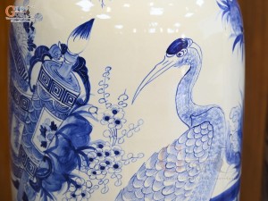 Đôi lộc bình men trắng vẽ Phúc Đức Trường Thọ, cao 1m75