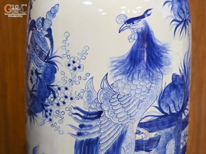 Đôi lộc bình men trắng vẽ Phúc Đức Trường Thọ, cao 1m75