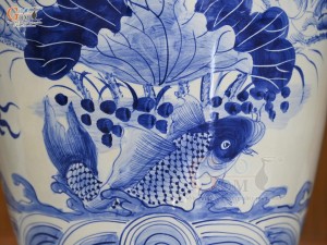 Đôi lộc bình men trắng vẽ Phúc Đức Trường Thọ, cao 1m75