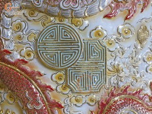 Đôi lộc bình men vân mây đắp nổi Cửu Long vờn mây vẽ vàng 24k, cao 2m