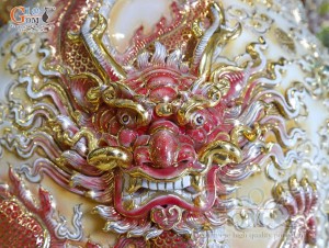 Đôi lộc bình men vân mây đắp nổi Cửu Long vờn mây vẽ vàng 24k, cao 2m