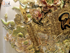 Đôi lộc bình men vân mây đắp nổi Phúc Đức vẽ vàng 24k cao cấp, cao 1m60