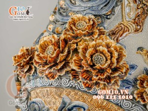 Đôi lộc bình Phúc Lộc Thọ men rạn đắp nổi, cao 160cm