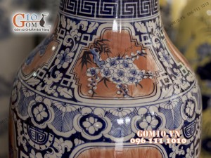 Đôi lộc bình vân giả gỗ, vẽ Tứ cảnh 1m6 – Hàng vẽ kĩ