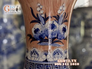 Đôi lộc bình vân giả gỗ, vẽ Tứ cảnh 1m6 – Hàng vẽ kĩ