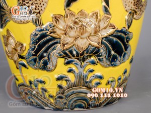 Đôi lộc bình Vàng đắp nổi Phúc Lộc Thọ - vẽ vàng 24k, Cao 60cm