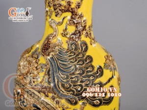Đôi lộc bình Vàng đắp nổi Phúc Lộc Thọ - vẽ vàng 24k, Cao 60cm