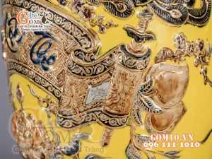 Đôi lộc bình Vàng đắp nổi Phúc Lộc Thọ - vẽ vàng 24k, Cao 60cm