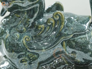 Đôi Nghê sứ men cẩm thạch, dài 19cm