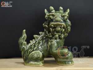 Đôi Nghê sứ men ngọc, cao 17cm