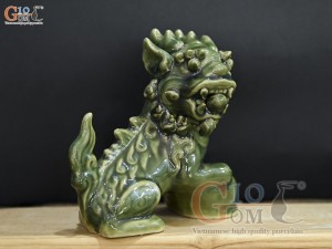 Đôi Nghê sứ men ngọc, cao 17cm