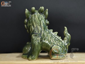 Đôi Nghê sứ men ngọc, cao 17cm