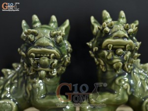 Đôi Nghê sứ men ngọc, cao 17cm