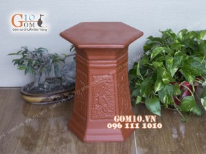Đôn gốm đất đỏ Phúc Lộc Thọ cao 36cm