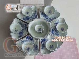 Bộ đồ ăn Hoa mặt trời vẽ hoa Sen dây