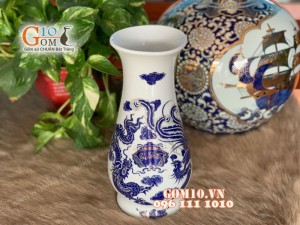 Lọ hoa thờ cúng họa tiết rồng xanh kim 30cm ( 1 chiếc ) 