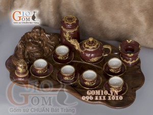 Bộ ấm chén rồng bọc đồng, đầy đủ phụ kiện 400ml