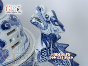 Bộ đỉnh hạc men lam cao cấp đỉnh 55cm