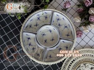 Bộ khay sứ đựng thức ăn họa tiết Chuồn chuồn màu