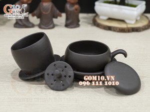Bộ phin cà phê gốm tử sa đen