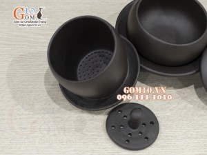 Bộ phin cà phê gốm tử sa đen