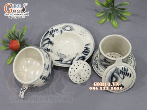 Bộ phin cà phê men rạn vẽ Sơn Thủy