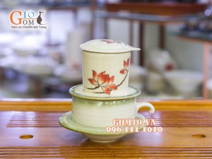 Bộ phin cà phê men vuốt vẽ sen