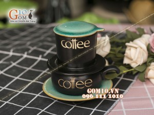 Bộ phin cà phê men ngọc rạn, viền vàng