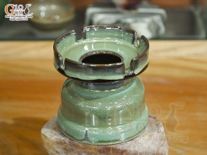 Gạt tàn đôi men hỏa biến xanh ngọc
