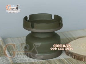 Gạt tàn gốm rêu chỉ nâu