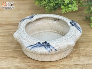 Gạt tàn men rạn họa tiết Sơn Thủy
