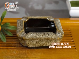 Gạt tàn vuông men hỏa biến gấm vàng