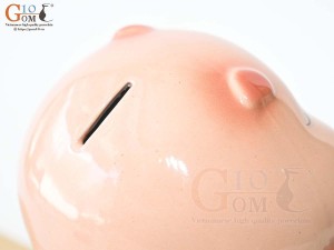 Heo sứ tiết kiệm dáng đứng má hồng, cao 19cm