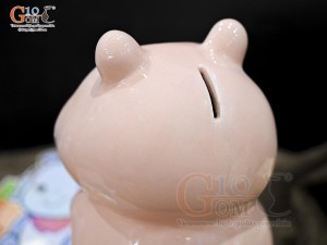 Heo sứ tiết kiệm dáng đứng màu hồng, cao 16,5cm