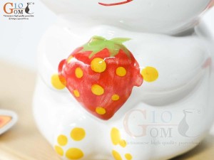 Heo sứ tiết kiệm dáng đứng màu trắng, cao 16,5cm