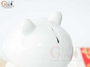 Heo sứ tiết kiệm dáng đứng màu trắng, cao 16,5cm